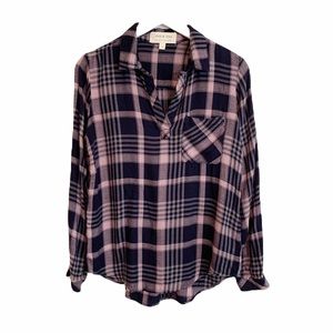 Anthropologie Cloth & Stone Plaid Popover Flannel Shirt
